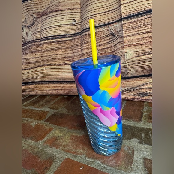 1 Starbucks Summer 2024 Blue Glass Swirl Gradient Petal 18oz Cold Cup NWT - Picture 5 of 8